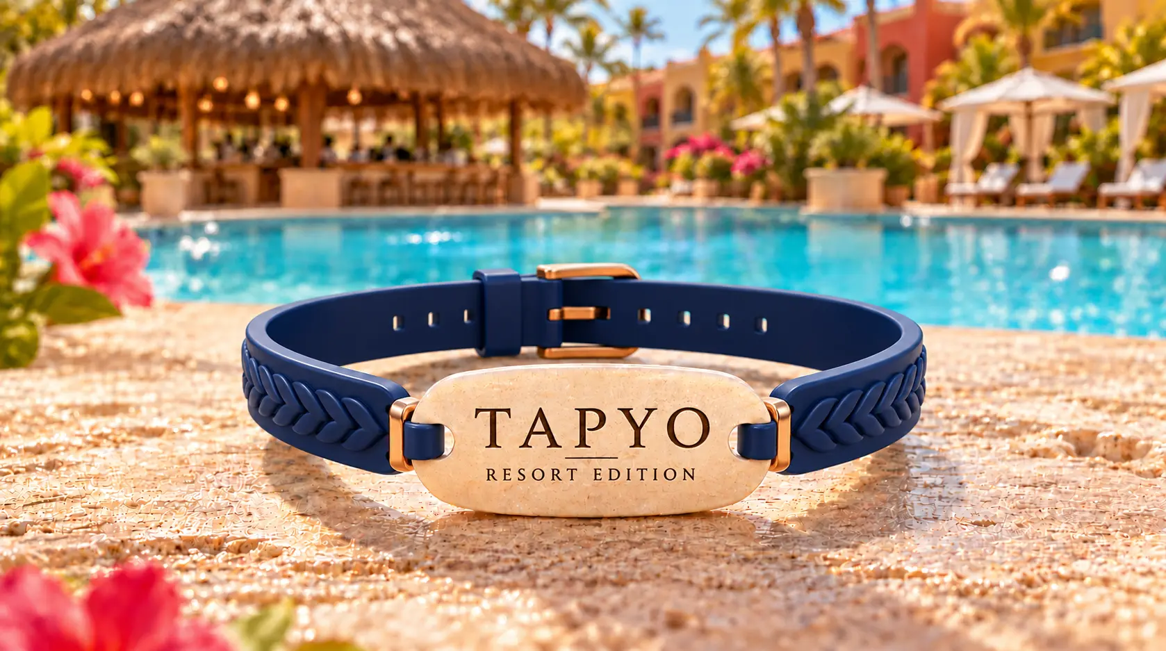 Bracelet Tapyo Pay au bord d’une piscine